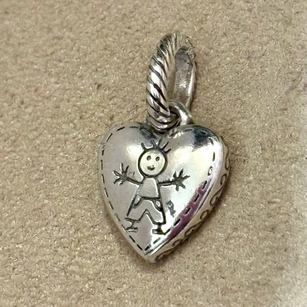 🆕Listing 🆕Brighton Happy Boy silver heart charm Stick figure both sides Retired